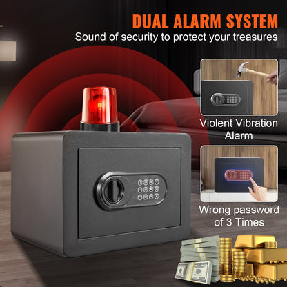 Safe, 0.5 Cubic Feet Home Safe, Steel Security Safe with Digital Keypad and 2 Keys, Wall-Mounted Cabinet Safe Protect Cash, Gold, Jewelry, Documents for Home, Hotel, 13.8 x 9.8 x 9.8 inches