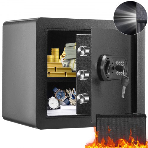 Safe, 1.2 Cubic Feet Home Safe, Steel Security Safe with Digital Keypad and 2 Keys, Cabinet Safe with Fire-proof Bag, Protect Cash, Gold, Jewelry, Documents for Home, Hotel, 15.8x11.8x13.8 inche