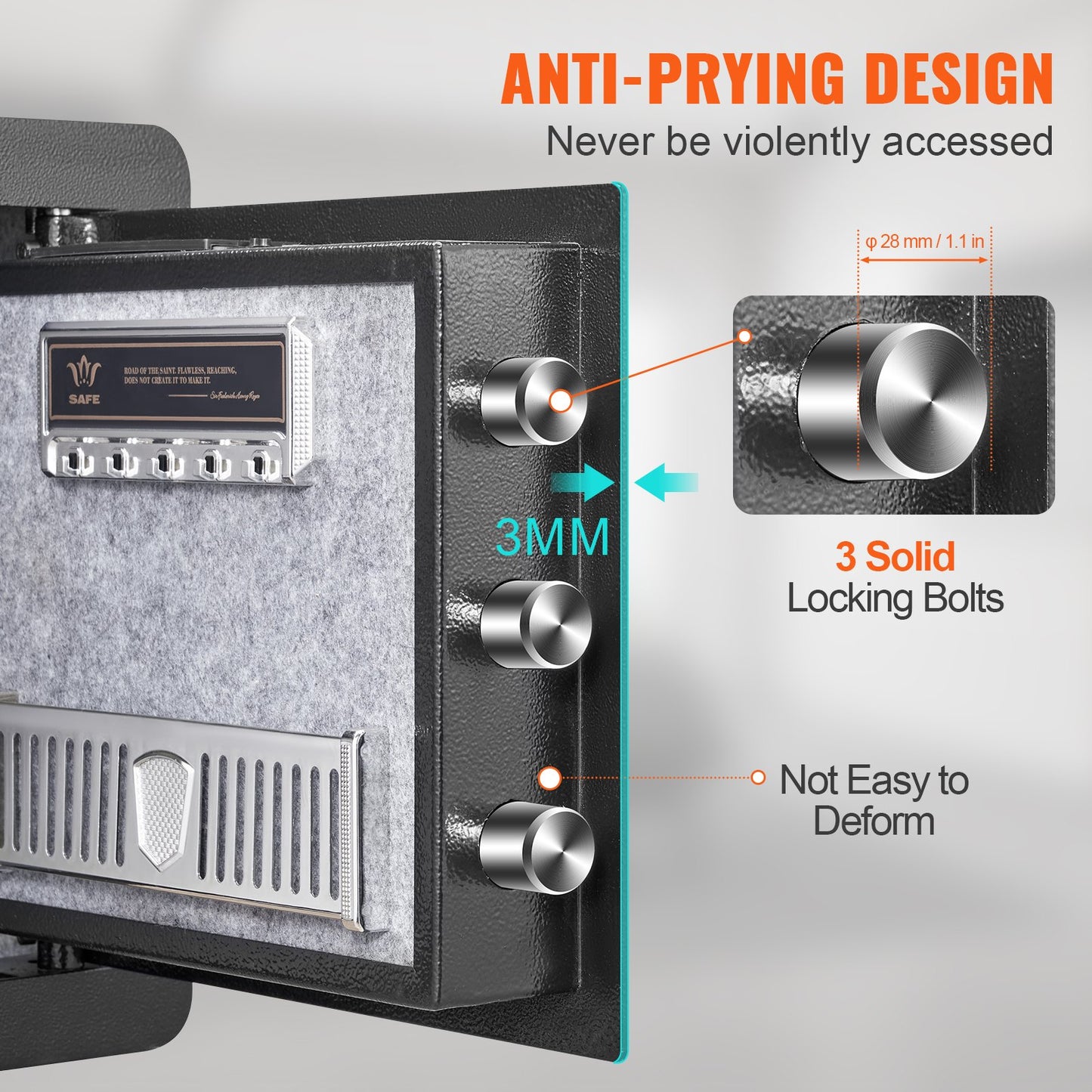 Safe, 1,2 Kubikfuß Heimtresor, Sicherheitsschrank aus Stahl mit digitalem Tastenfeld und 2 Schlüsseln, Schrankschließfach mit feuerfestem Gehäuse, schützt Bargeld, Gold, Schmuck, Dokumente für Zuhause, Hotel, 15,8 x 11,8 x 13,8 Zoll