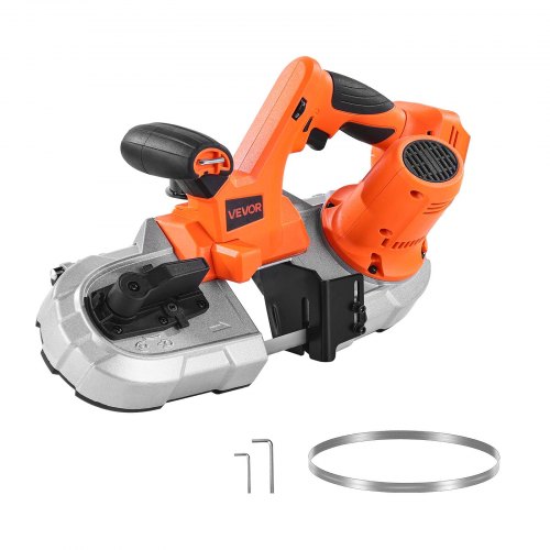 20V Bärbar Sladdlös Bandsåg 2,56 Tum Skärdjup 0-92 M/min Variabel Hastighet Borstlös Motor Med LED-Lampa För Sågning Av Stål, Aluminium, Kablar, Vinklingsjärn, PVC-Rör (Bara Verktyg)