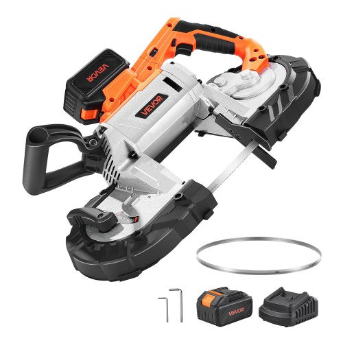20V Portable Band Saw Kit, 5 Inches Deep Cut, AC 110V, 360W Bandsaw with Brushless Motor, 4.0 Ah Battery, Cordless and Compact Portaband, 0-120 m/min Variable Speed, for Cutting Metal, Wood
