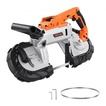 20V Portable Cordless Band Saw 13 cm Cutting Depth 0-120 m/min Variable Speed Brushless Motor, With LED Light, For Sawing Steel, Aluminum, Cables, Angle Iron, PVC Pipe (Tool Only)