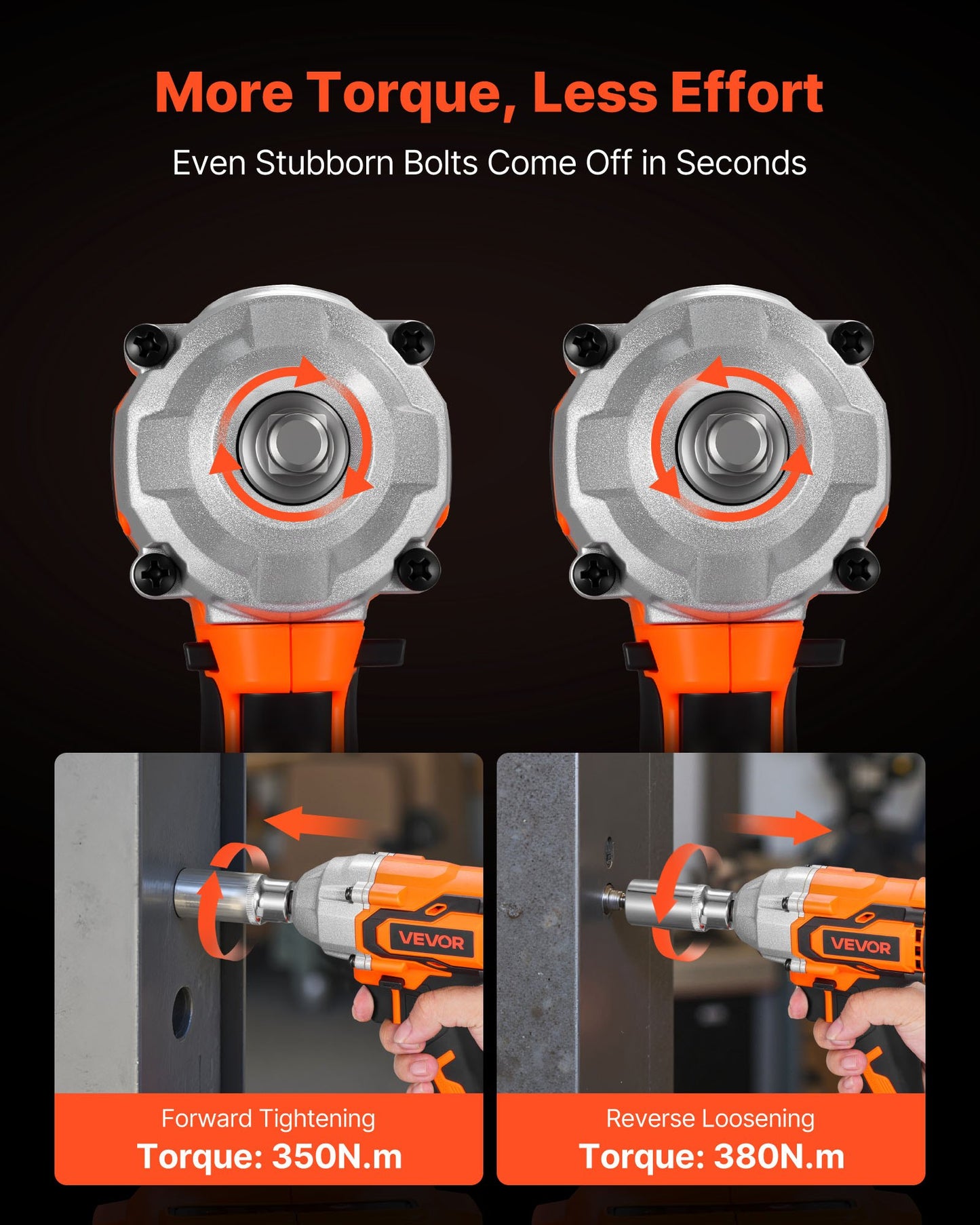 Cordless Impact Wrench, 280 ft-lbs / 380 N·m High Torque, 3/8 inch, 20V Electric Impact Wrench with Brushless Motor, 4Ah Battery, Charger, 5 Sockets and Belt Clip, for Car Tire Truck DIY