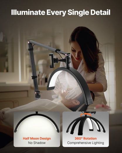 Half Moon Light för Esthetician 2 i 1 LED-golv- och skrivbordslampa Lash Light Arched