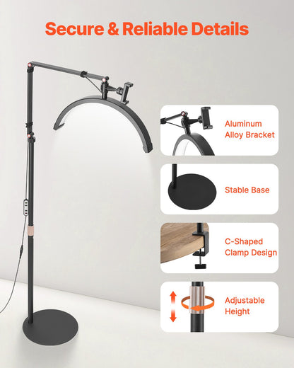 Half Moon Light för Esthetician 2 i 1 LED-golv- och skrivbordslampa Lash Light Arched