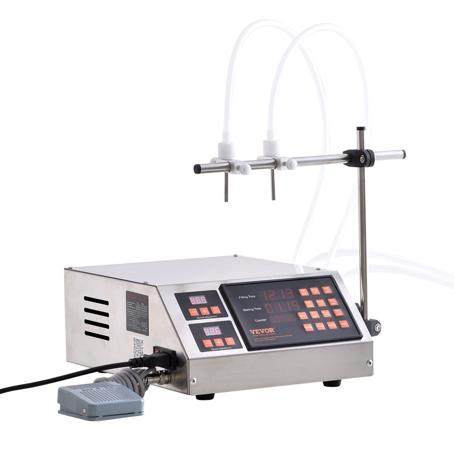 Flüssigkeitsabfüllmaschine, 5–650 ml Füllkapazität, automatische Flaschenabfüllmaschine, Abfüllmaschine mit digitaler Schlauchpumpe für Milch, Wasser, Wein, Getränke, Sojasauce (Doppeldüse)