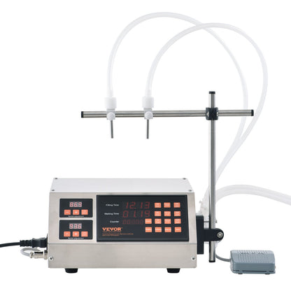 Flüssigkeitsabfüllmaschine, 5–650 ml Füllkapazität, automatische Flaschenabfüllmaschine, Abfüllmaschine mit digitaler Schlauchpumpe für Milch, Wasser, Wein, Getränke, Sojasauce (Doppeldüse)