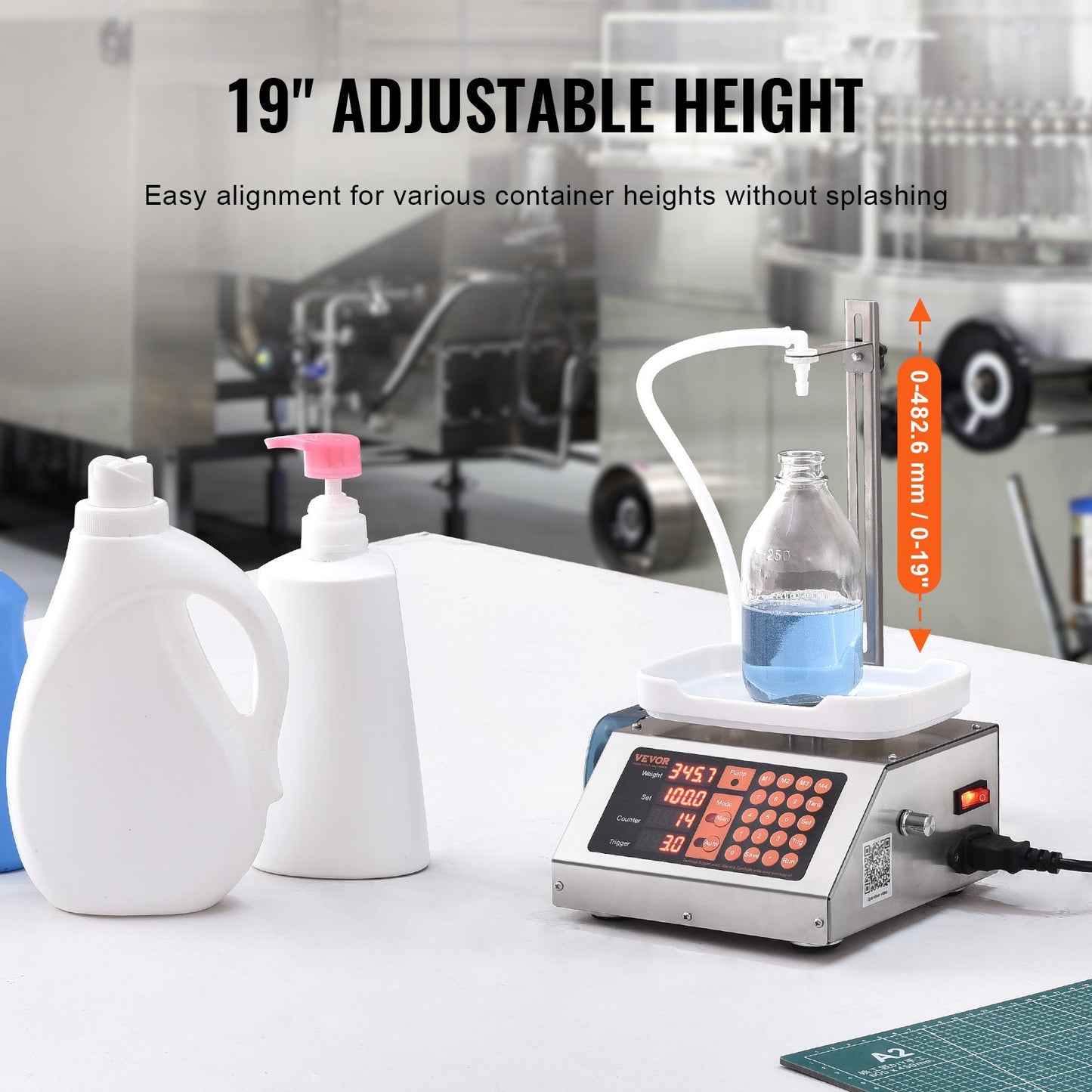 Liquid Filling Machine, 5-300 g Weighing Capacity, Automatic Bottle Filler Machine, Bottling Machine Peristaltic Pump Digital Control for Milk, Water, Wine, Beverage, Soy Sauce (Single Nozzle)