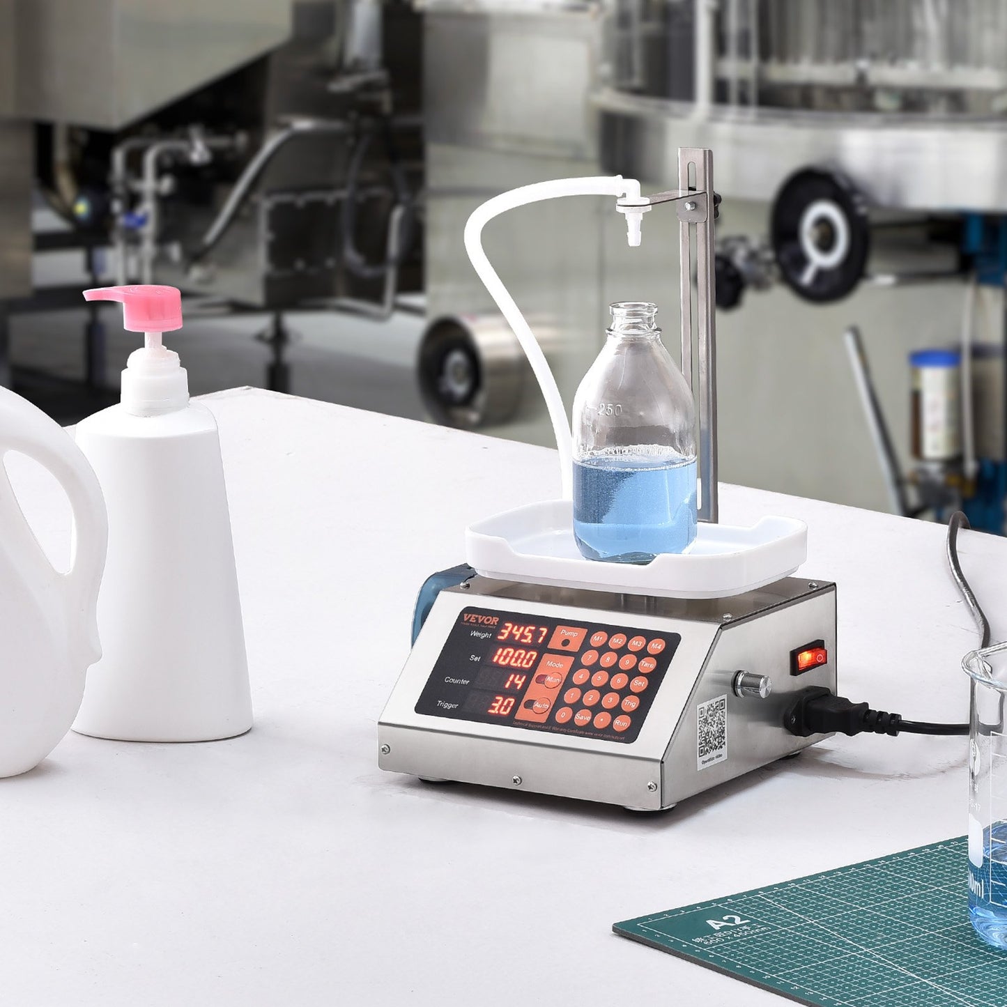 Liquid Filling Machine, 5-300 g Weighing Capacity, Automatic Bottle Filler Machine, Bottling Machine Peristaltic Pump Digital Control for Milk, Water, Wine, Beverage, Soy Sauce (Single Nozzle)