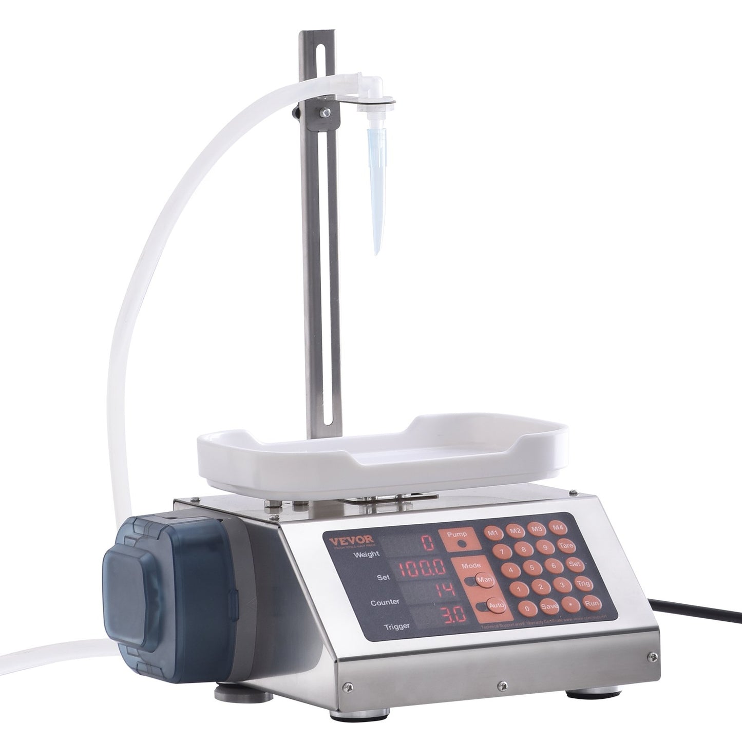 Liquid Filling Machine, 5-300 g Weighing Capacity, Automatic Bottle Filler Machine, Bottling Machine Peristaltic Pump Digital Control for Milk, Water, Wine, Beverage, Soy Sauce (Single Nozzle)