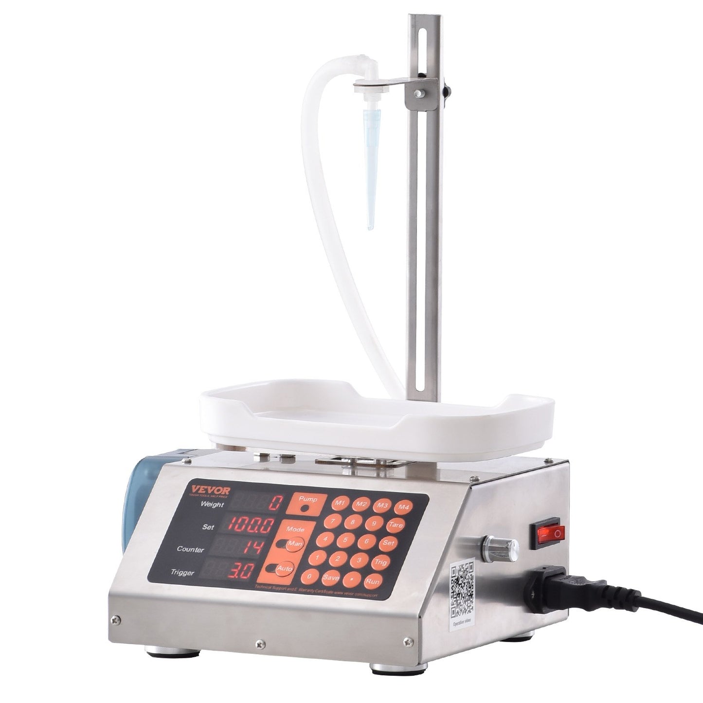 Liquid Filling Machine, 5-300 g Weighing Capacity, Automatic Bottle Filler Machine, Bottling Machine Peristaltic Pump Digital Control for Milk, Water, Wine, Beverage, Soy Sauce (Single Nozzle)