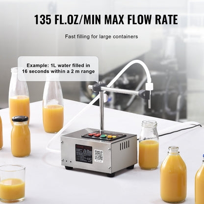 Vätskepåfyllningsmaskin, 10-4000 ml påfyllningskapacitet, automatisk flaskfyllningsmaskin tappningsmaskin Digital kontroll för mjölk, vatten, vin, dryck, sojasås, vinäger, alkohol (enkel munstycke)
