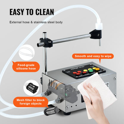 Vätskepåfyllningsmaskin, 10-4000 ml påfyllningskapacitet, automatisk flaskfyllningsmaskin tappningsmaskin Digital kontroll för mjölk, vatten, vin, dryck, sojasås, vinäger, alkohol (enkel munstycke)