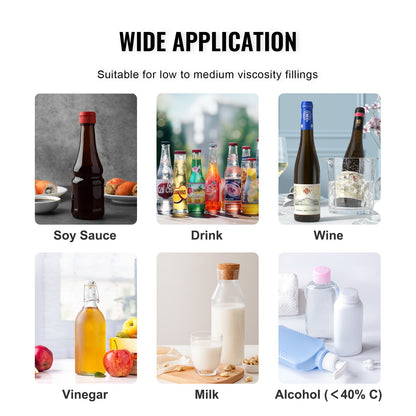 Vätskepåfyllningsmaskin, 10-4000 ml påfyllningskapacitet, automatisk flaskfyllningsmaskin tappningsmaskin Digital kontroll för mjölk, vatten, vin, dryck, sojasås, vinäger, alkohol (enkel munstycke)