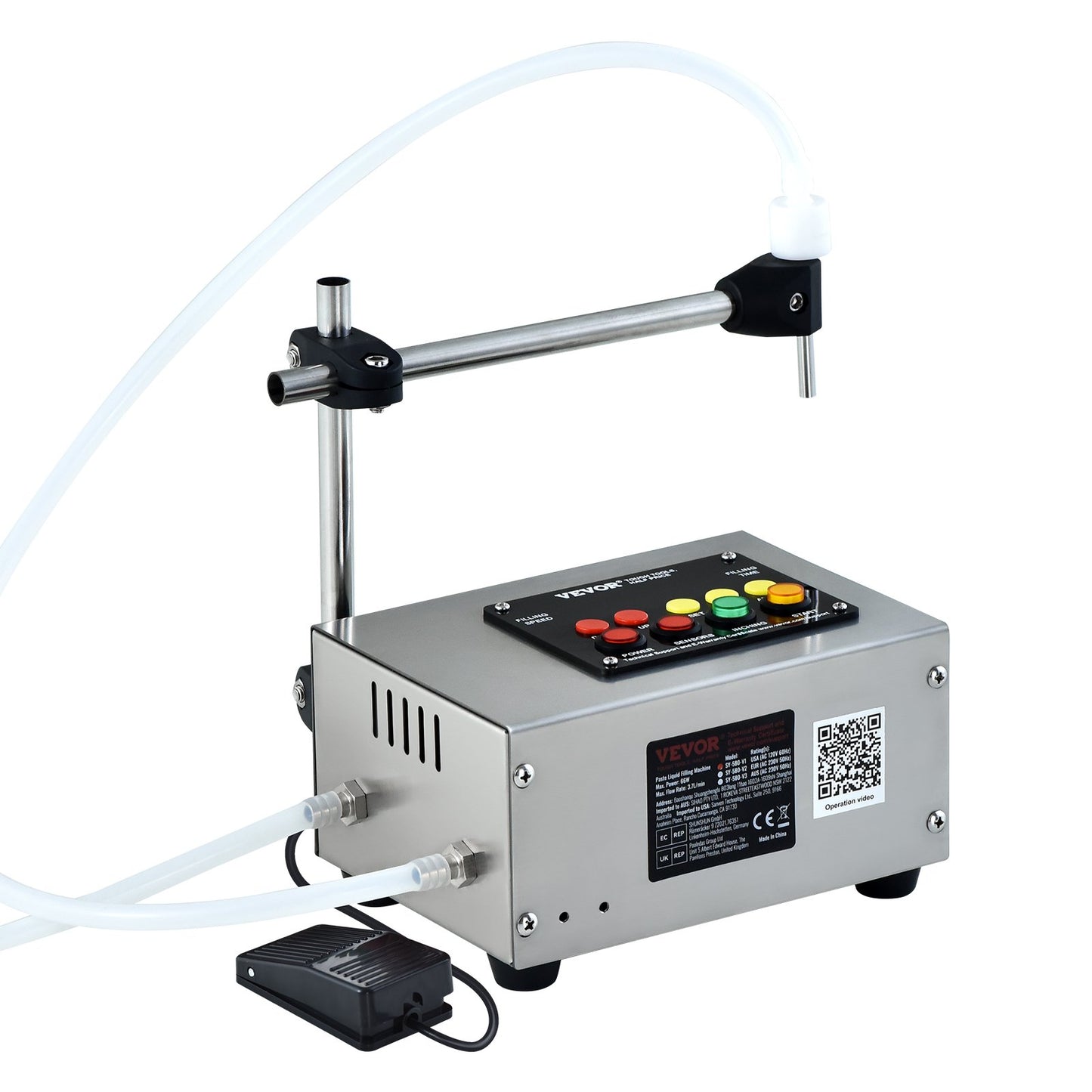 Vätskepåfyllningsmaskin, 10-4000 ml påfyllningskapacitet, automatisk flaskfyllningsmaskin tappningsmaskin Digital kontroll för mjölk, vatten, vin, dryck, sojasås, vinäger, alkohol (enkel munstycke)