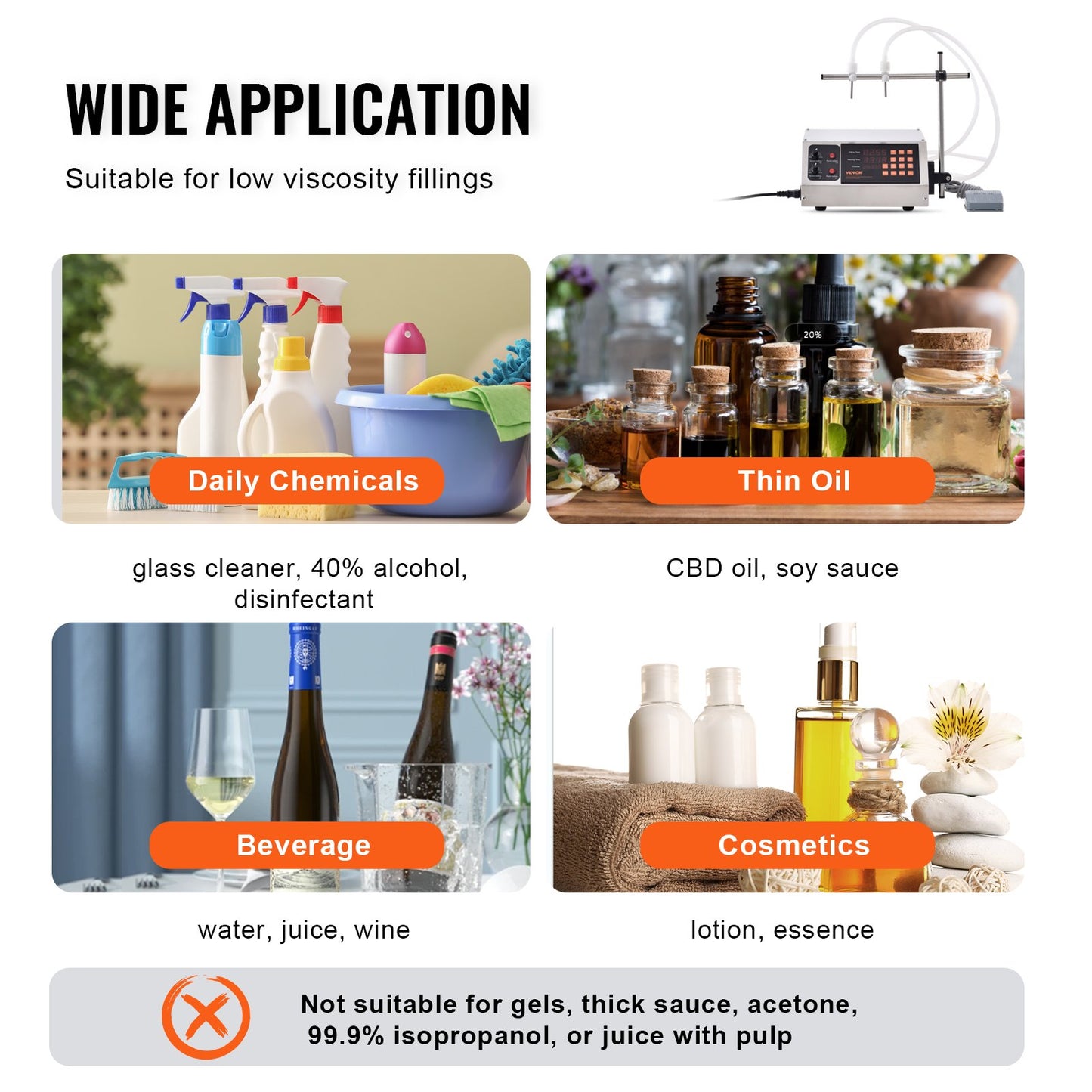 Vätskepåfyllningsmaskin, 30-4000 ml påfyllningskapacitet, automatisk flaskfyllningsmaskin tappningsmaskin Digital kontroll för mjölk, vatten, vin, dryck, sojasås, vinäger, alkohol (dubbelt munstycke)