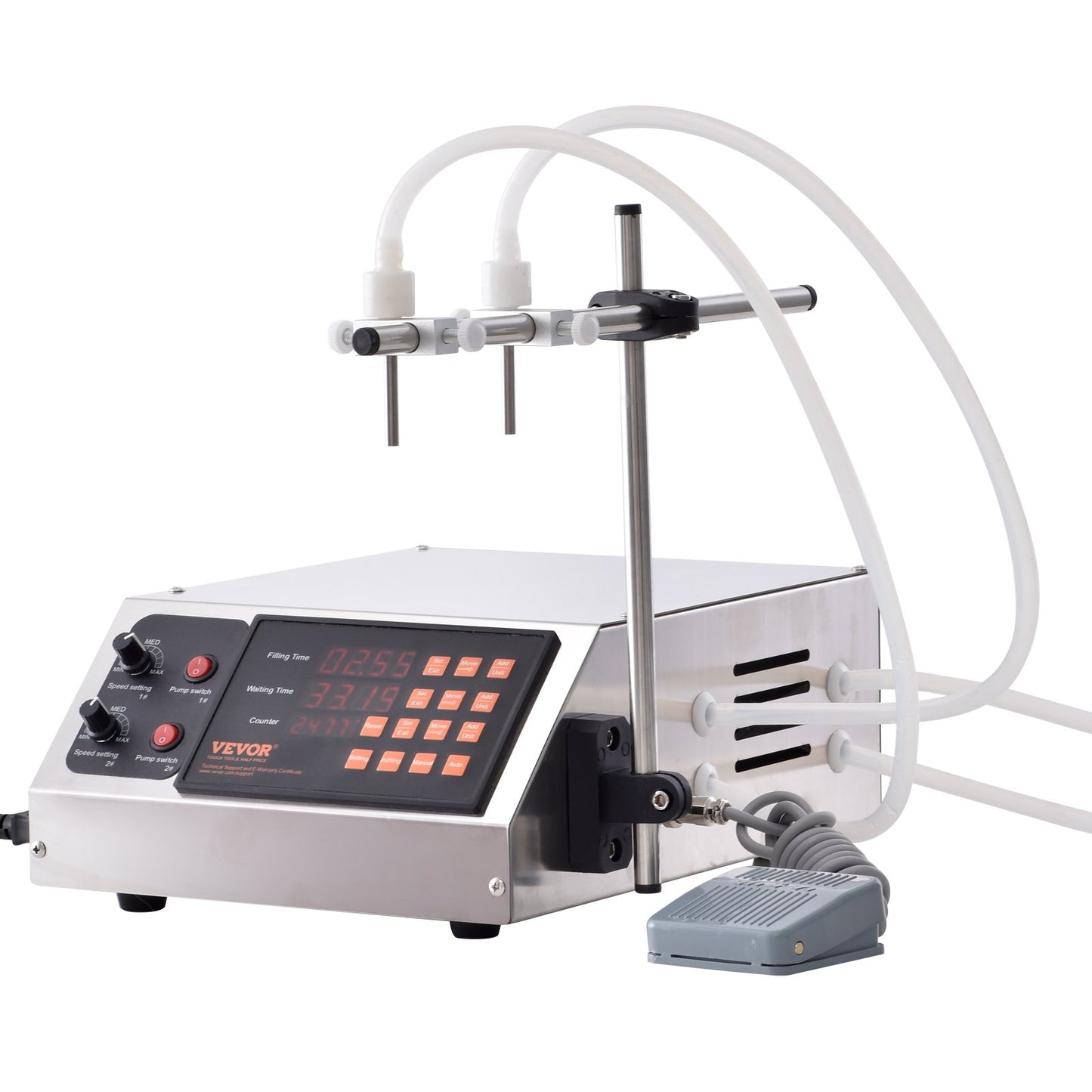 Vätskepåfyllningsmaskin, 30-4000 ml påfyllningskapacitet, automatisk flaskfyllningsmaskin tappningsmaskin Digital kontroll för mjölk, vatten, vin, dryck, sojasås, vinäger, alkohol (dubbelt munstycke)