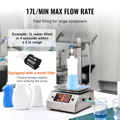 Vätskepåfyllningsmaskin, 30-15000 g vägningskapacitet, automatisk flaskfyllningsmaskin tappningsmaskin Digital kontroll för mjölk, vatten, olja, vin, dryck, tvättmedel, schampo (enkel munstycke)