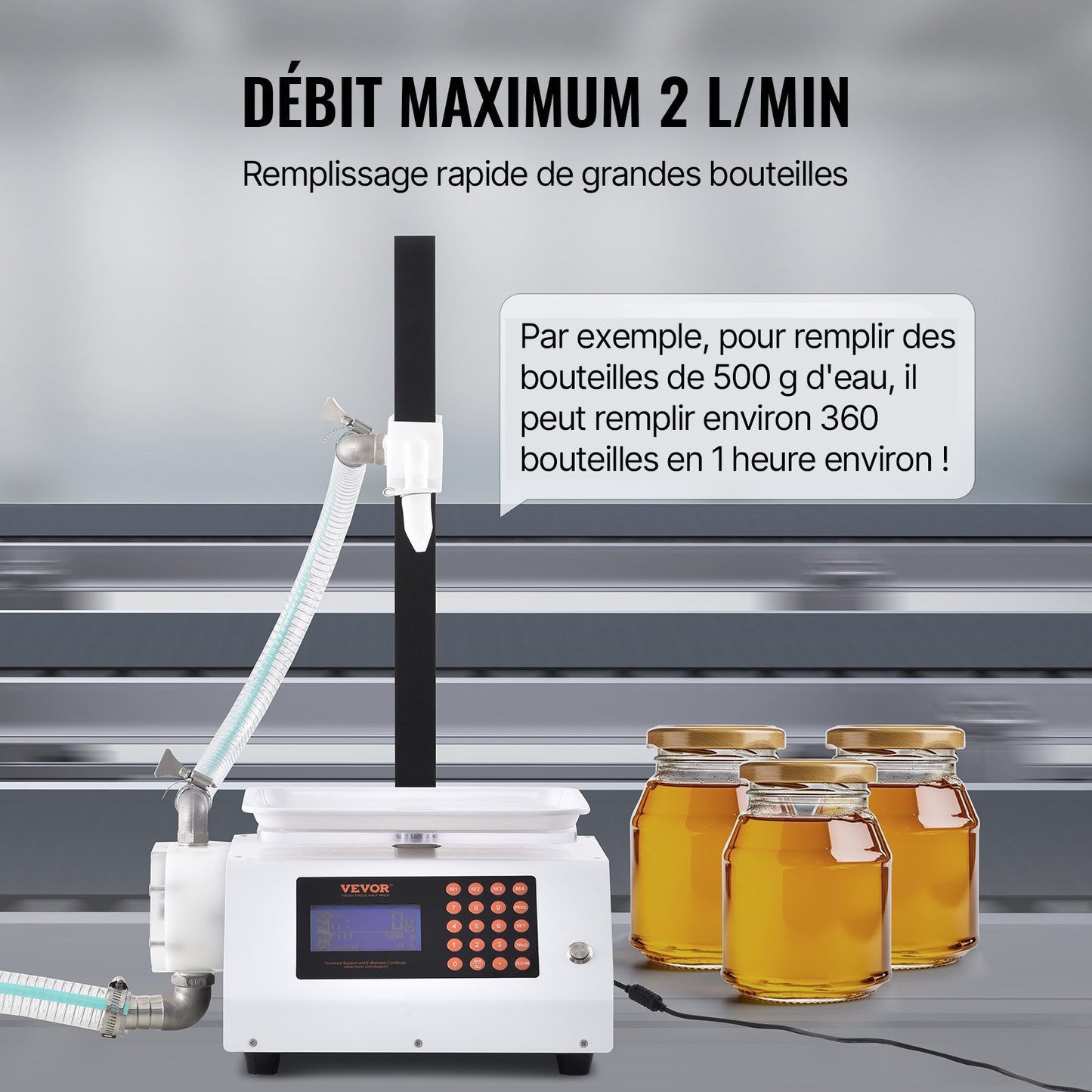 Liquid Filling Machine, 50-5000 g Weighing Capacity, Automatic Bottle Filler Machine Bottling Machine Gear Pump Digital Control for Honey, Oil, Wine, Detergent, Viscous Liquids (Single Nozzle)