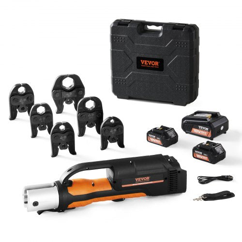 Pro Press Tool, 18V Electric Pipe Crimping Tool for 1/2" to 2" Stainless Steel, Copper, PEX Pipes, Press Tool Kit with 6 Pro Press Jaws, 2PCS 4AH Battery, Fast Charger & Carrying Case