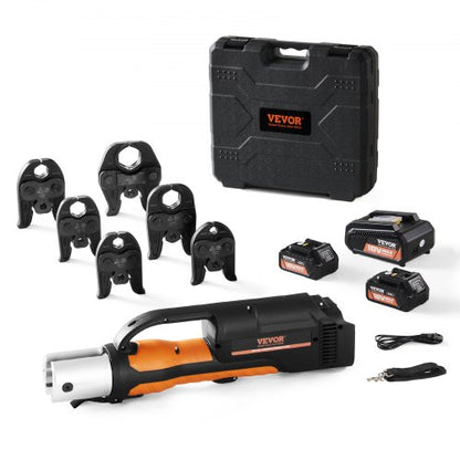 Pro Press Tool, 18V Electric Pipe Crimping Tool for 1/2" to 2" Stainless Steel, Copper, PEX Pipes, Press Tool Kit with 6 Pro Press Jaws, 2PCS 4AH Battery, Fast Charger & Carrying Case