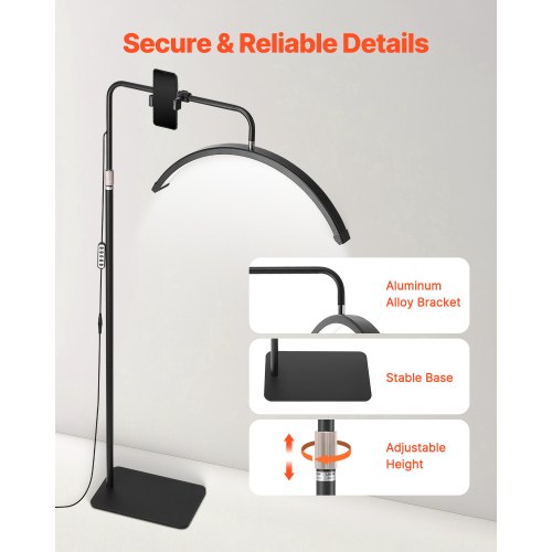 Halbmondlicht für Kosmetikerinnen, 23 Zoll, dimmbare LED-Stehlampe, Wimpernlicht, gewölbt | EU