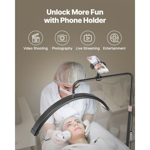 Halbmondlicht für Kosmetikerinnen, 23 Zoll, dimmbare LED-Stehlampe, Wimpernlicht, gewölbt | EU