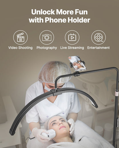 Halbmondlicht für Kosmetikerin 26 Zoll dimmbare LED-Stehlampe Wimpernlicht gewölbt