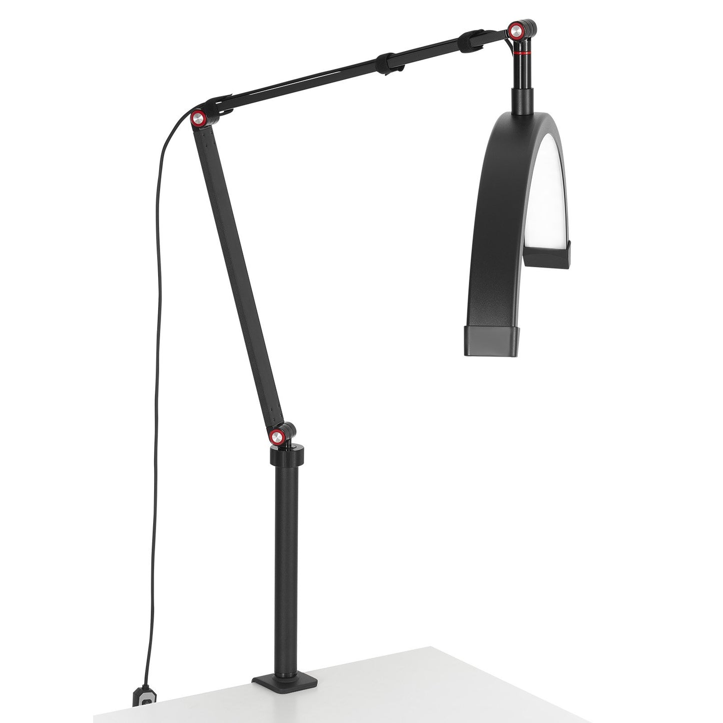 Spikbordslampa 20 W Clip on Half Moon Lash Light med telefonhållare välvd LED
