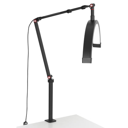 Spikbordslampa 20 W Clip on Half Moon Lash Light med telefonhållare välvd LED