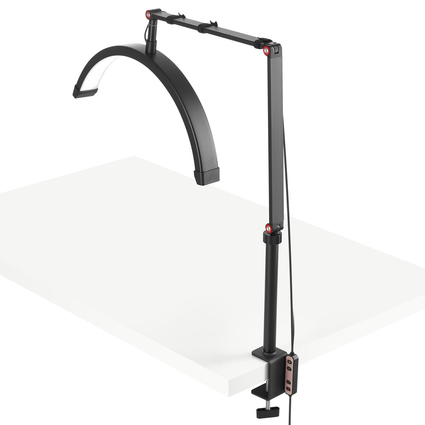 Spikbordslampa 20 W Clip on Half Moon Lash Light med telefonhållare välvd LED