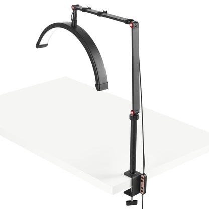 Spikbordslampa 20 W Clip on Half Moon Lash Light med telefonhållare välvd LED