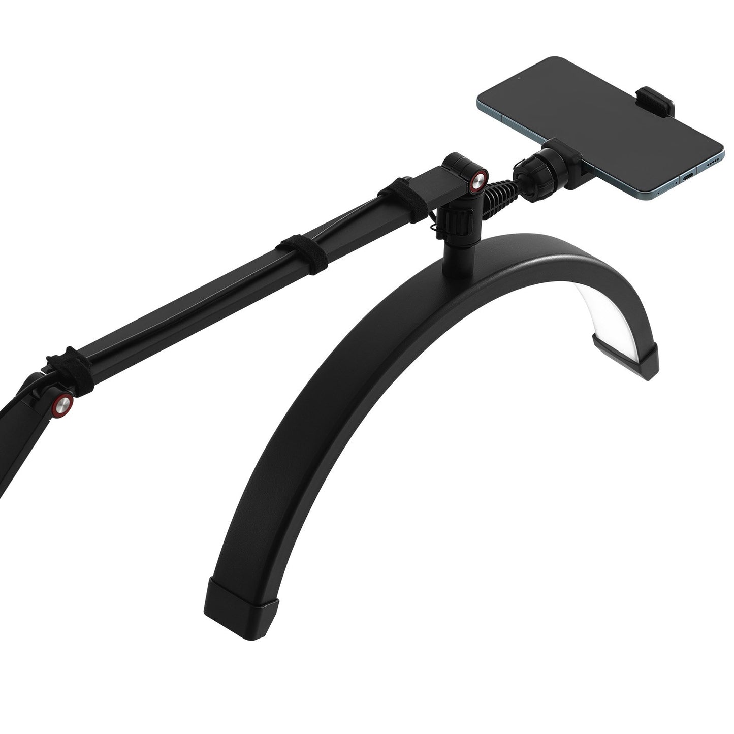 Spikbordslampa 20 W Clip on Half Moon Lash Light med telefonhållare välvd LED