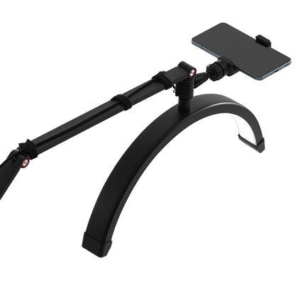 Spikbordslampa 20 W Clip on Half Moon Lash Light med telefonhållare välvd LED