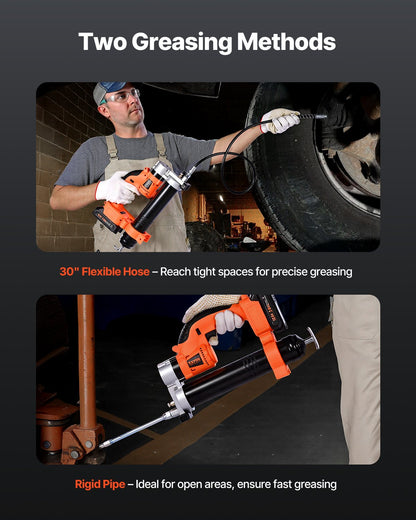 Cordless Grease Gun, 8000 PSI Max Pressure, 20V Electric Grease Gun with 2.0 Ah Battery & LED Light, 30-inch Long Hose & Carrying Case, Variable Speed Triggers, Vehicles or Machines Greasing