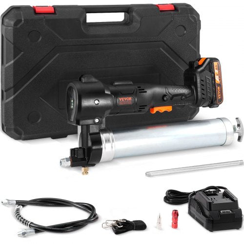 Cordless Grease Gun, 20-Volt, 10,000 PSI, 39" Long Hose, Electric Grease Gun Kit Professional High Pressure Battery Powered Grease Gun with Carrying Case, Battery and Charger Included, Black