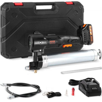 Cordless Grease Gun, 20-Volt, 10,000 PSI, 39" Long Hose, Electric Grease Gun Kit Professional High Pressure Battery Powered Grease Gun with Carrying Case, Battery and Charger Included, Black