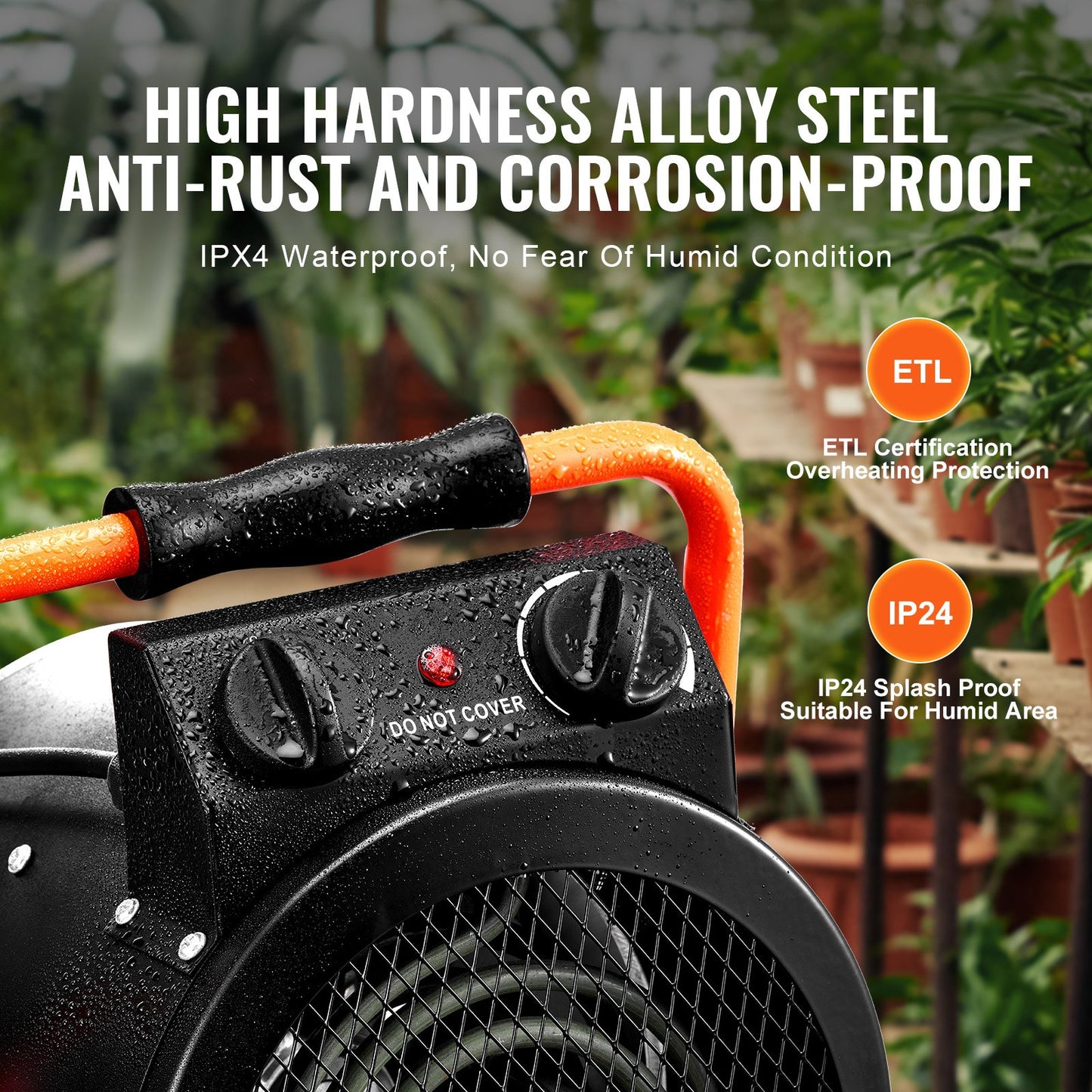 Gewächshausheizung 2000W Schnelles Aufheizen mit Überhitzungsschutz Wasserdicht