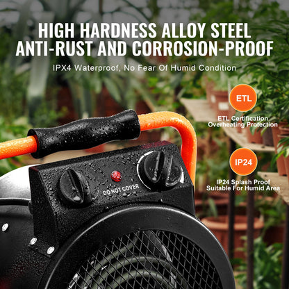 Gewächshausheizung 2000W Schnelles Aufheizen mit Überhitzungsschutz Wasserdicht