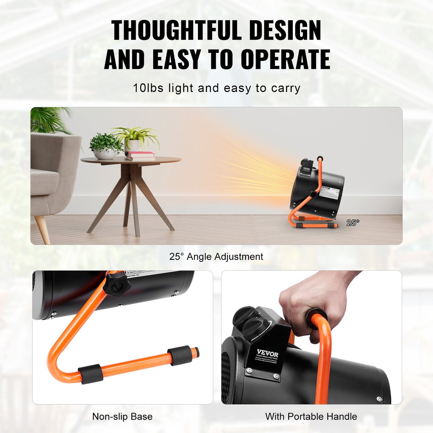 Gewächshausheizung 2000W Schnelles Aufheizen mit Überhitzungsschutz Wasserdicht