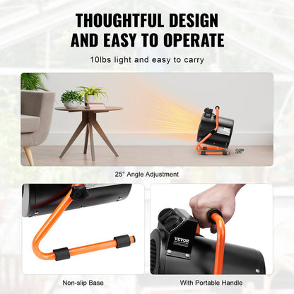 Gewächshausheizung 2000W Schnelles Aufheizen mit Überhitzungsschutz Wasserdicht