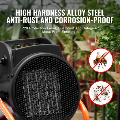 Greenhouse Heater with Thermostat, 1500W PTC Fast Heating with Overheat Protection, 3-Speed Setting Small Grow Tent Heater, Electric Portable Heater Fan for Green House, Flower Room, Workplace