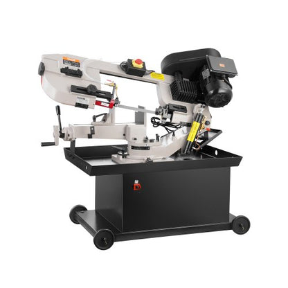 Metal Horizontal Band Saw, 7 x 8.25 in Rectangular Cutting Capacity, 110/220V Vertical Cutting Bandsaw with 1.1 kW Motor, 0-45° Angle Adjustment, Variable Speed, for Metal, Wood, and Plastic