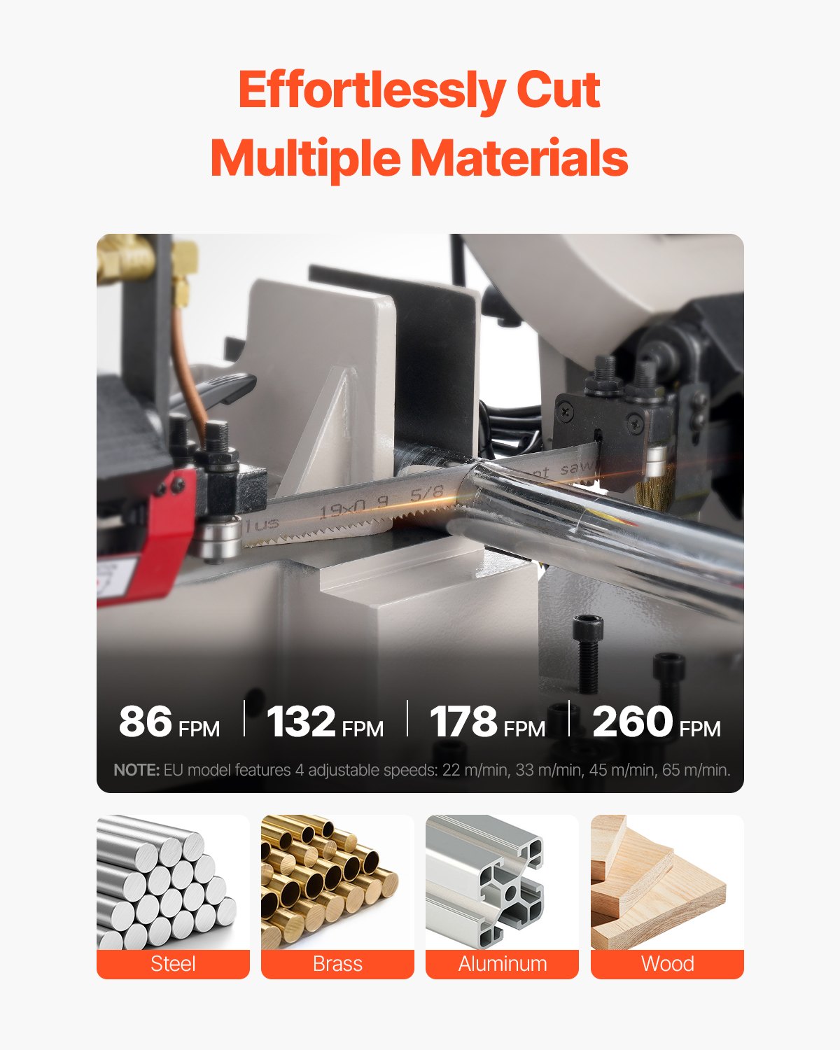 Metal Horizontal Band Saw, 7 x 8.25 in Rectangular Cutting Capacity, 110/220V Vertical Cutting Bandsaw with 1.1 kW Motor, 0-45° Angle Adjustment, Variable Speed, for Metal, Wood, and Plastic