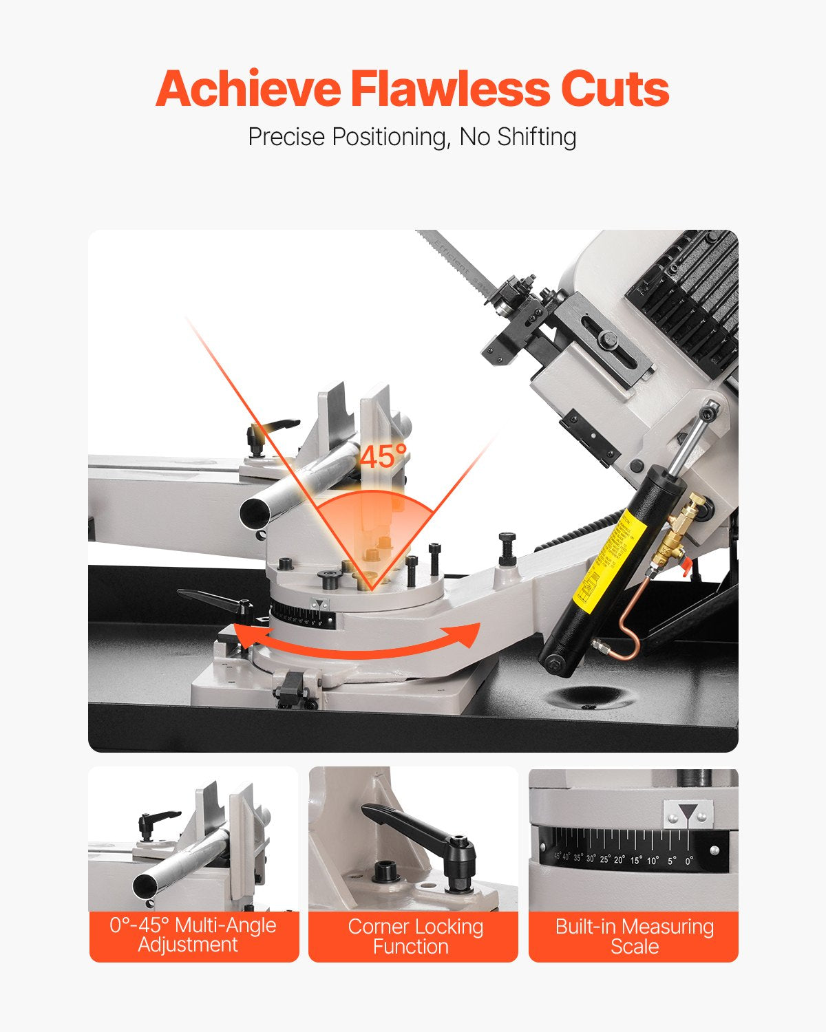 Metal Horizontal Band Saw, 7 x 8.25 in Rectangular Cutting Capacity, 110/220V Vertical Cutting Bandsaw with 1.1 kW Motor, 0-45° Angle Adjustment, Variable Speed, for Metal, Wood, and Plastic
