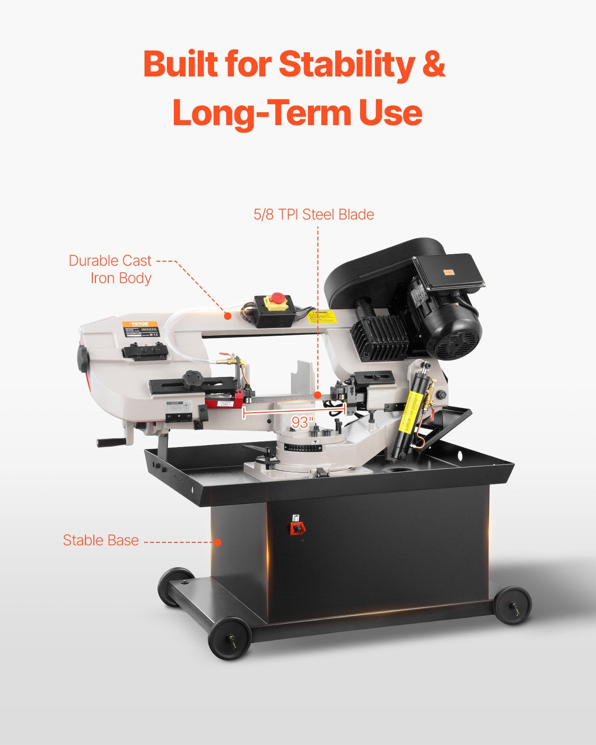 Metal Horizontal Band Saw, 7 x 8.25 in Rectangular Cutting Capacity, 110/220V Vertical Cutting Bandsaw with 1.1 kW Motor, 0-45° Angle Adjustment, Variable Speed, for Metal, Wood, and Plastic