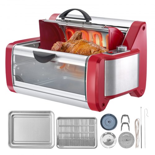 Shawarma Grill Machine, Chicken Shawarma Cooker Machine Countertop, Electric Stainless Steel Broiler Gyro Rotisserie Oven Doner Kebab Machine, for Home Restaurant Kitchen Parties