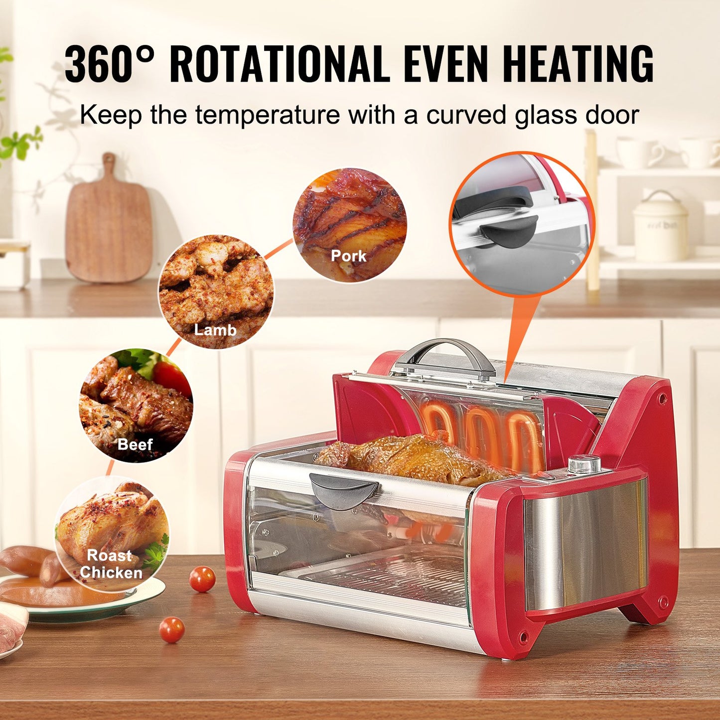 Shawarma Grill Machine, Chicken Shawarma Cooker Machine Countertop, Electric Stainless Steel Broiler Gyro Rotisserie Oven Doner Kebab Machine, for Home Restaurant Kitchen Parties