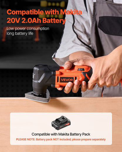 Cordless Oscillating Tool, 20V Multitool Oscillating Tool with 6 Variable Speeds 8500 - 17000 OPM, 3.2° Oscillating Angle, 8PCS Saw Accessories & LED Work Light (Battery Pack Not Included)