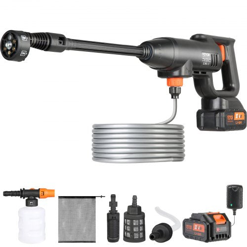 Cordless Pressure Washer, 580-PSI 1.1 GPM Portable Power Cleaner, Handheld High-Pressure Car Washer Gun with 4.0Ah Battery, Charger, 6-in-1 Nozzle, for Home/Floor Cleaning & Watering